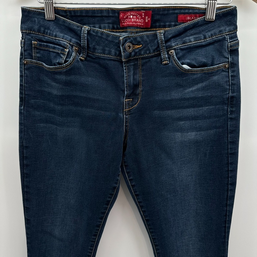 Lucky Brand Jeans Womens Blue Denim Leyla Skinny Mid Rise Whisker‎ Dark Wash